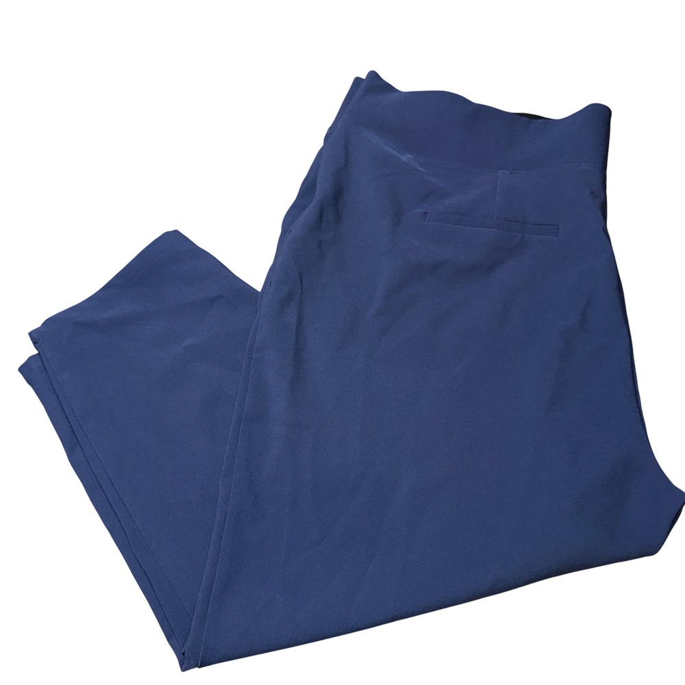Nine West Straight Ankle Pants 2X Navy Blue Elastic Waist Stretch Workwear